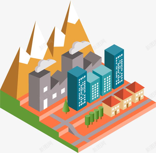 立体岛屿大楼工厂 免抠PNG设计素材的创意应用与免费下载资源